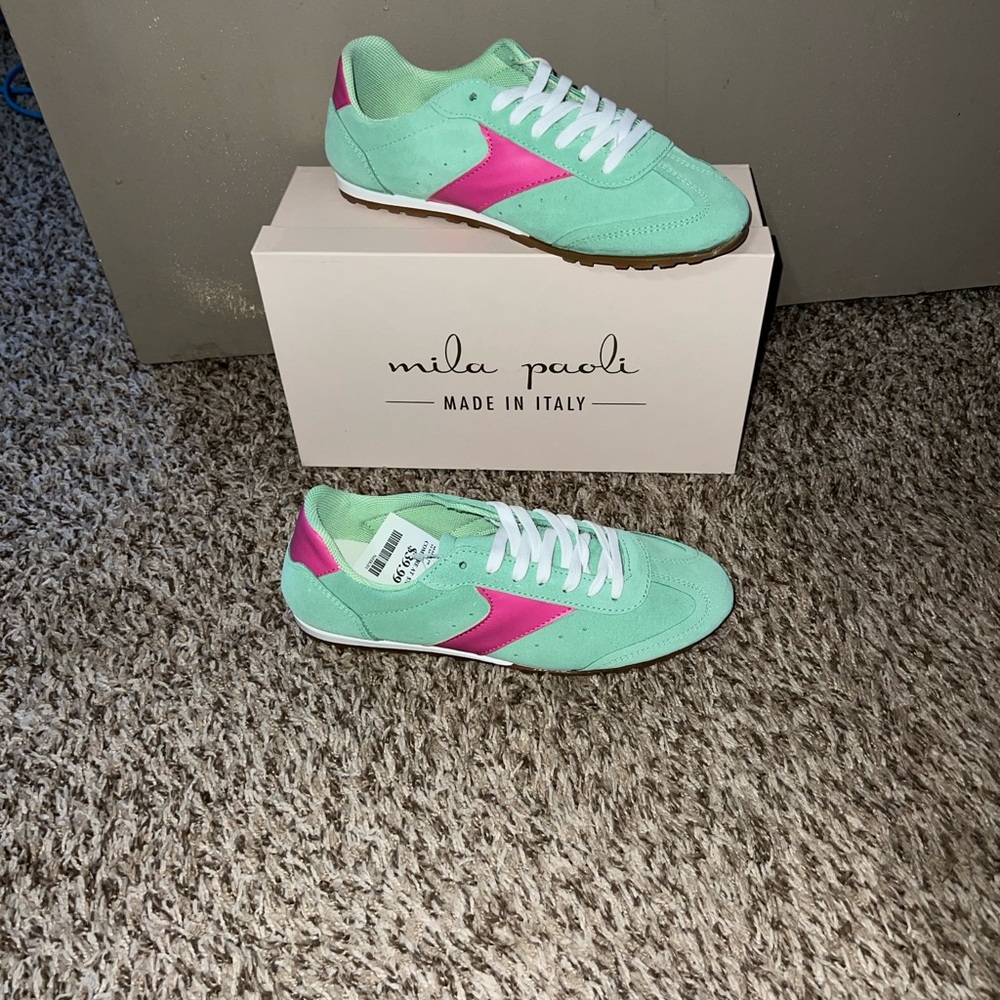 Mila Paoli Aqua and Fuchsia Sneakers - 9